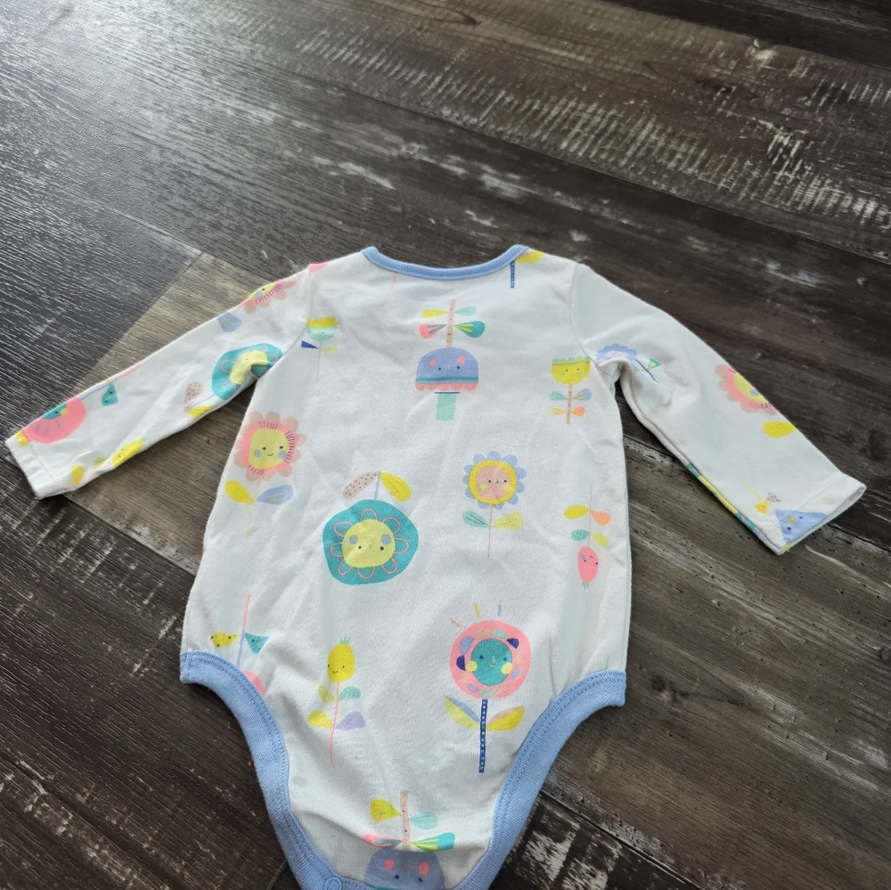 Carter's White and Blue Floral Baby Bodysuit
